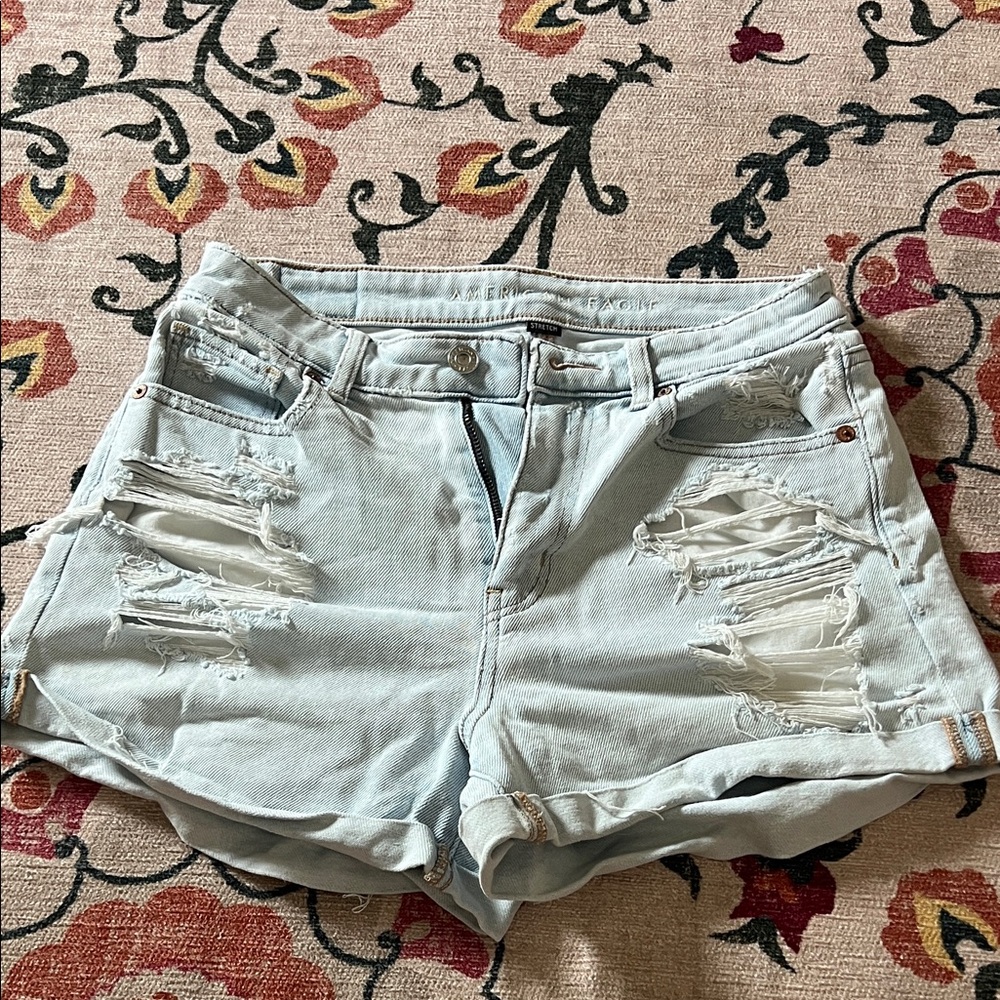 American Eagle Outfitters Distressed Light Blue Jean Shorts size 4